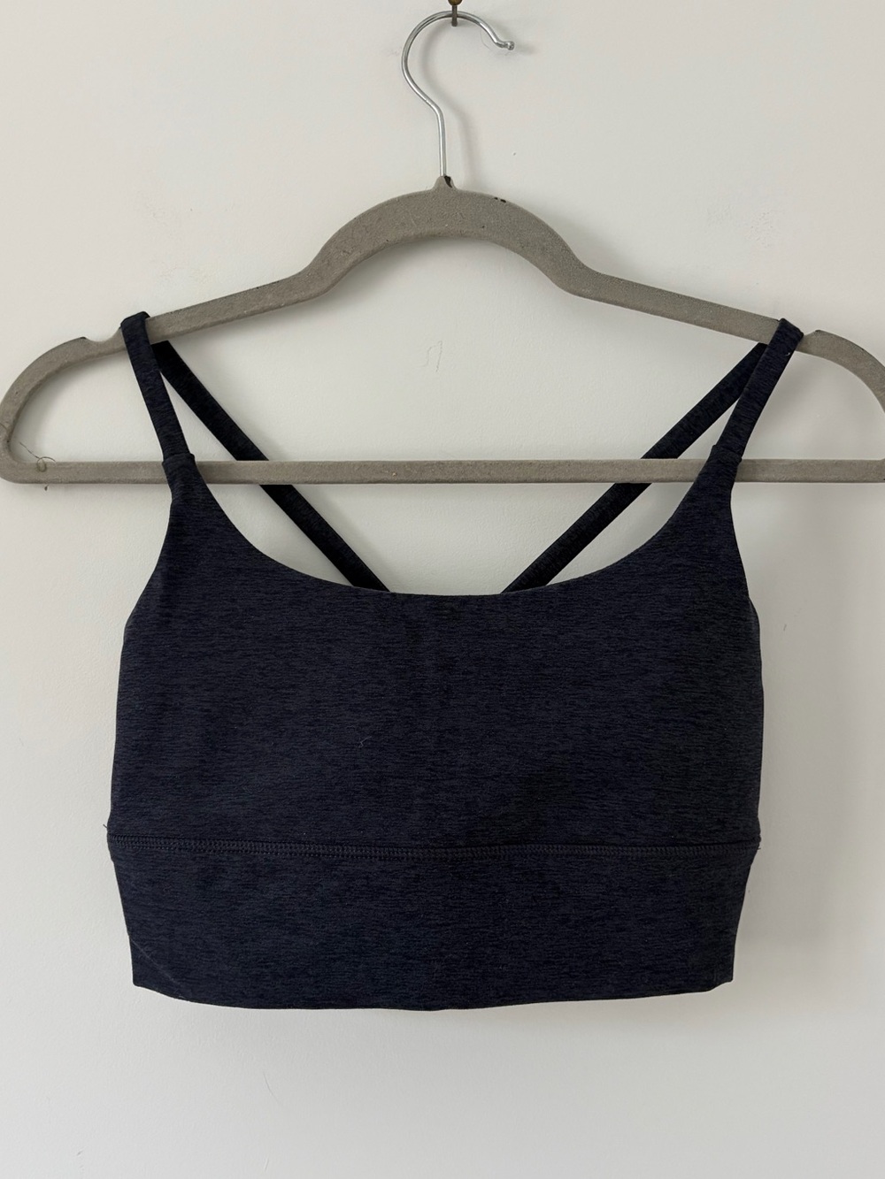 Vuori Long Line Elevation Sports Bra Midnight Heather Black Blue Small